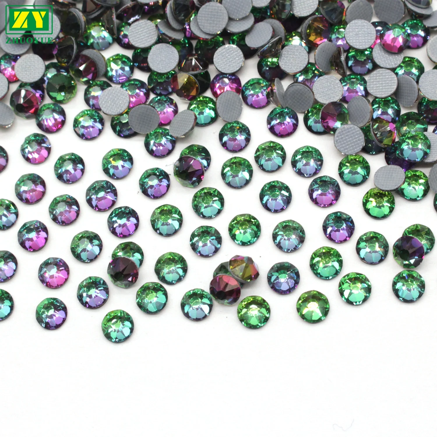 Wholesale high quality hot fix multiple colors and sizes 16 facets crystal rhinestones for nail art shoes garment bags accessory