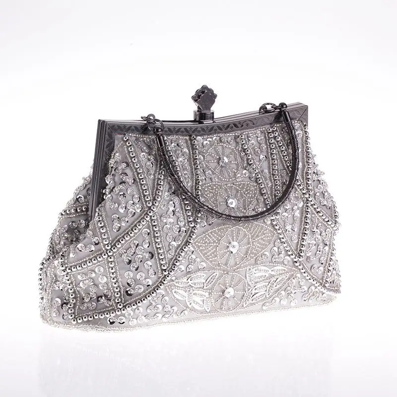 Retro Handbag Luxury Evening Clutch Bag Pearl Embroidered Design Ladies Wedding Party Dinner Bags for Women Purse High Quality