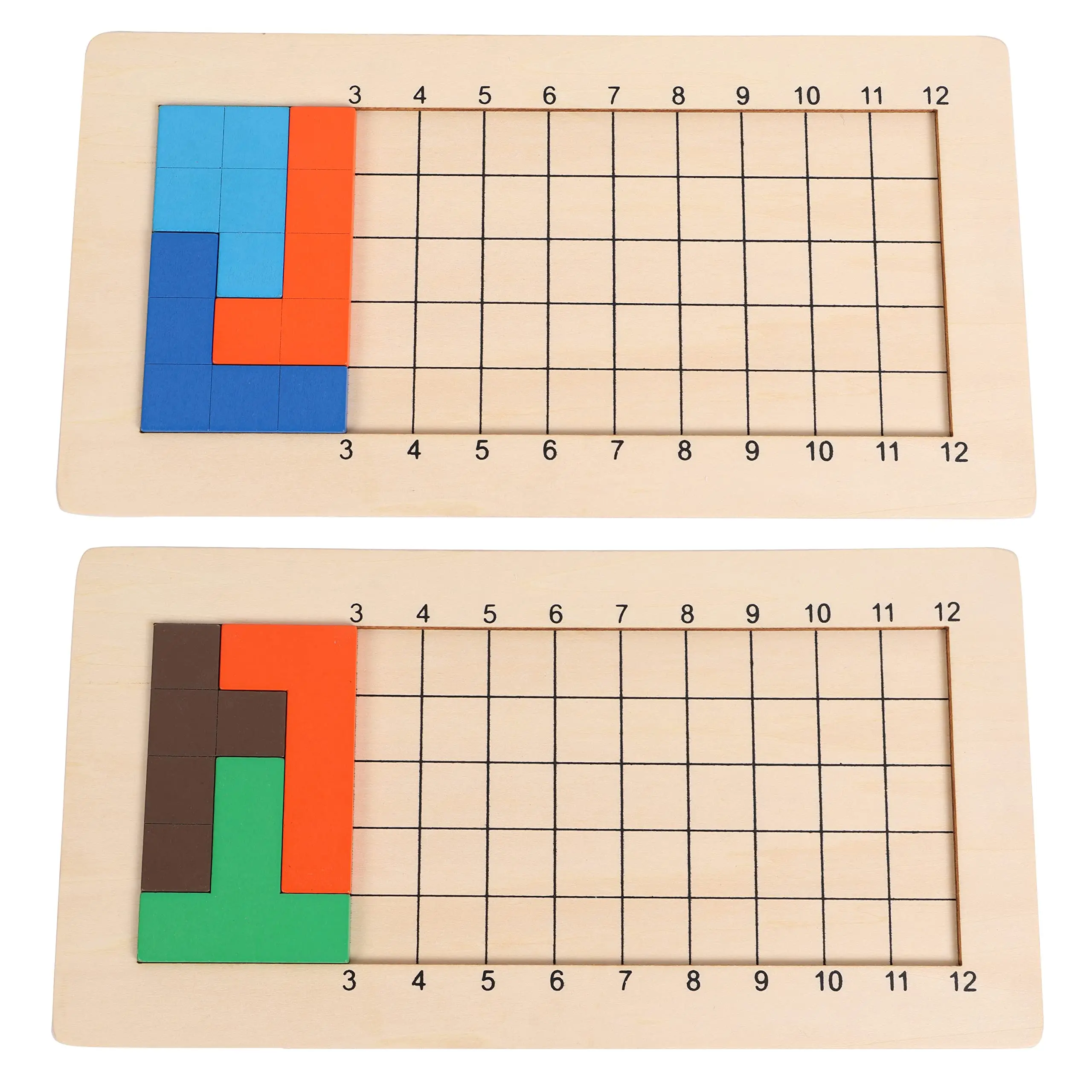 Wooden Pentominoes Puzzle Games, Tangram Geometry Math Pattern Blocks Toys, Smart IQ Math Brainteaser Puzzle for Kids and Adults