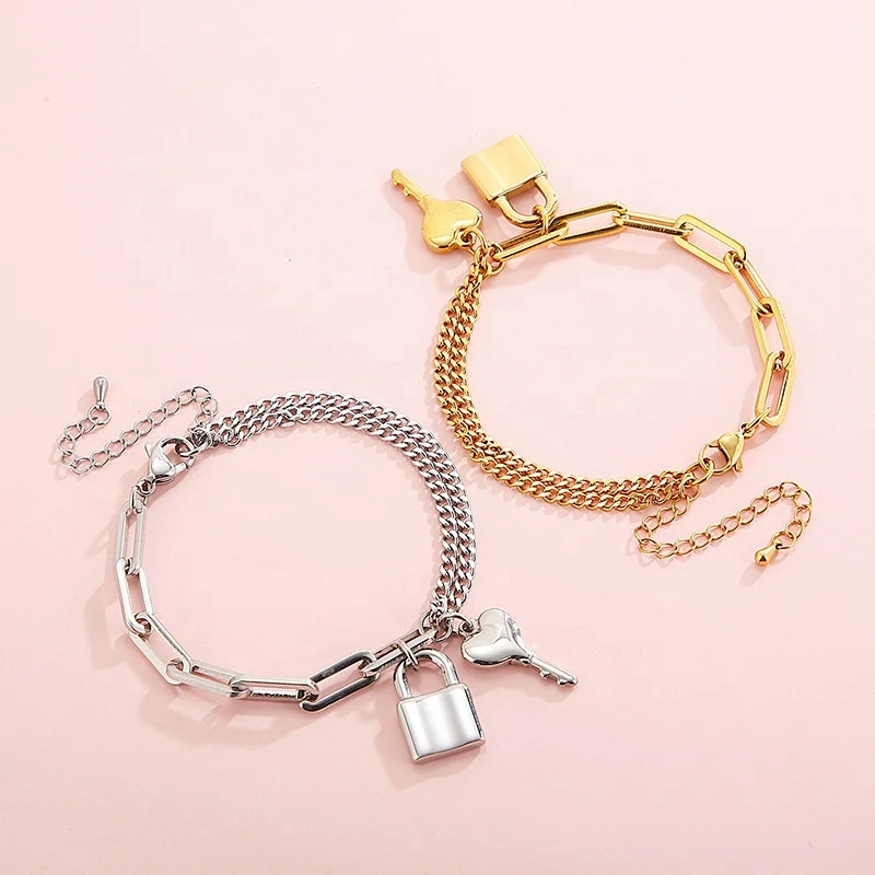 Aizhilin brazalete новый простой Титановый стальной толстый брелок креативный замок темпераментный богемный браслет для