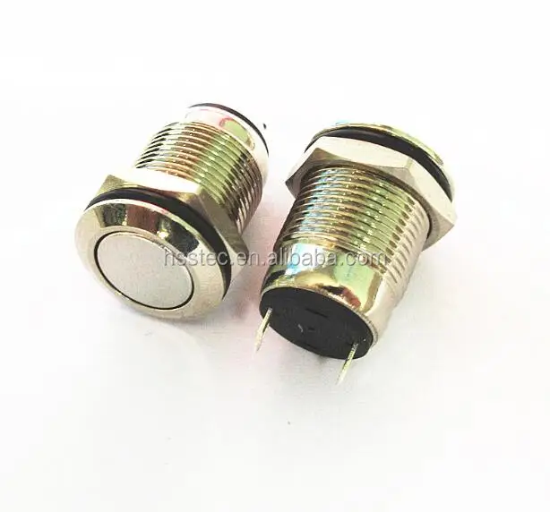 Silver Contact 12MM Flat Round Metal Button Switch Waterproof Jog Reset Switch Doorbell Access Control Car Modification