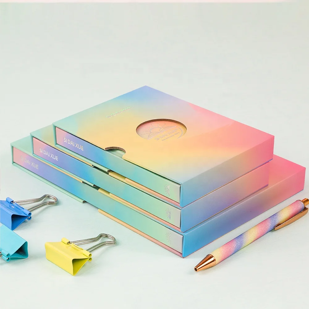 Colorful Notebook Set Customized Hardcover Daily Planner Notebook with Holographic Logo