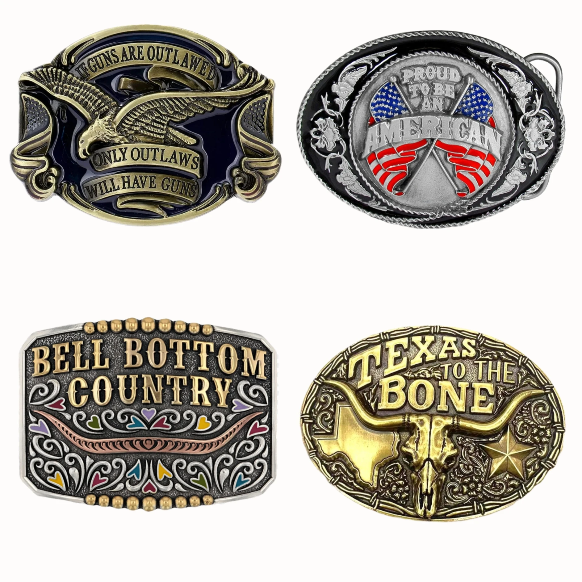 Cool Cowboy Style Bull Eagle Soft Enamel Filled Three-dimensional Antique Silver and Gold Plating Customized Only Belt Buckles