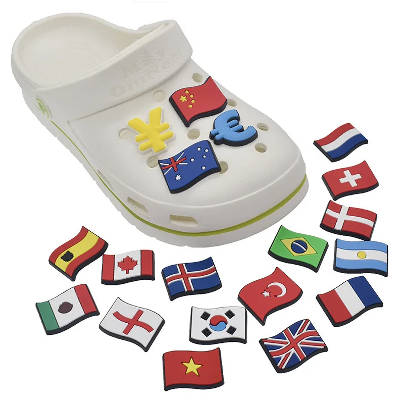 Shoes Charm Hole Shoes Decoration National Flag Sandals Flower Shoe Buckle Cartoon Drip Molded Rubber Patch Accessories