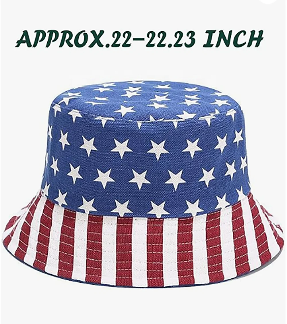 USA US American flag all over printed printing sun beach double sided farmer bucket chapeau gorras caps hats for men women