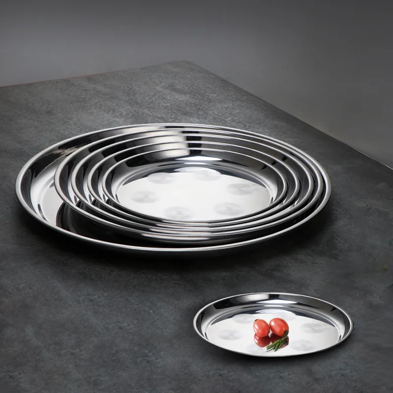 555 Stainless Steel Round Tray Bar Serving Tray with Swirl Pattern Round Metal Tray for Coffee Table, Party, Club, Home