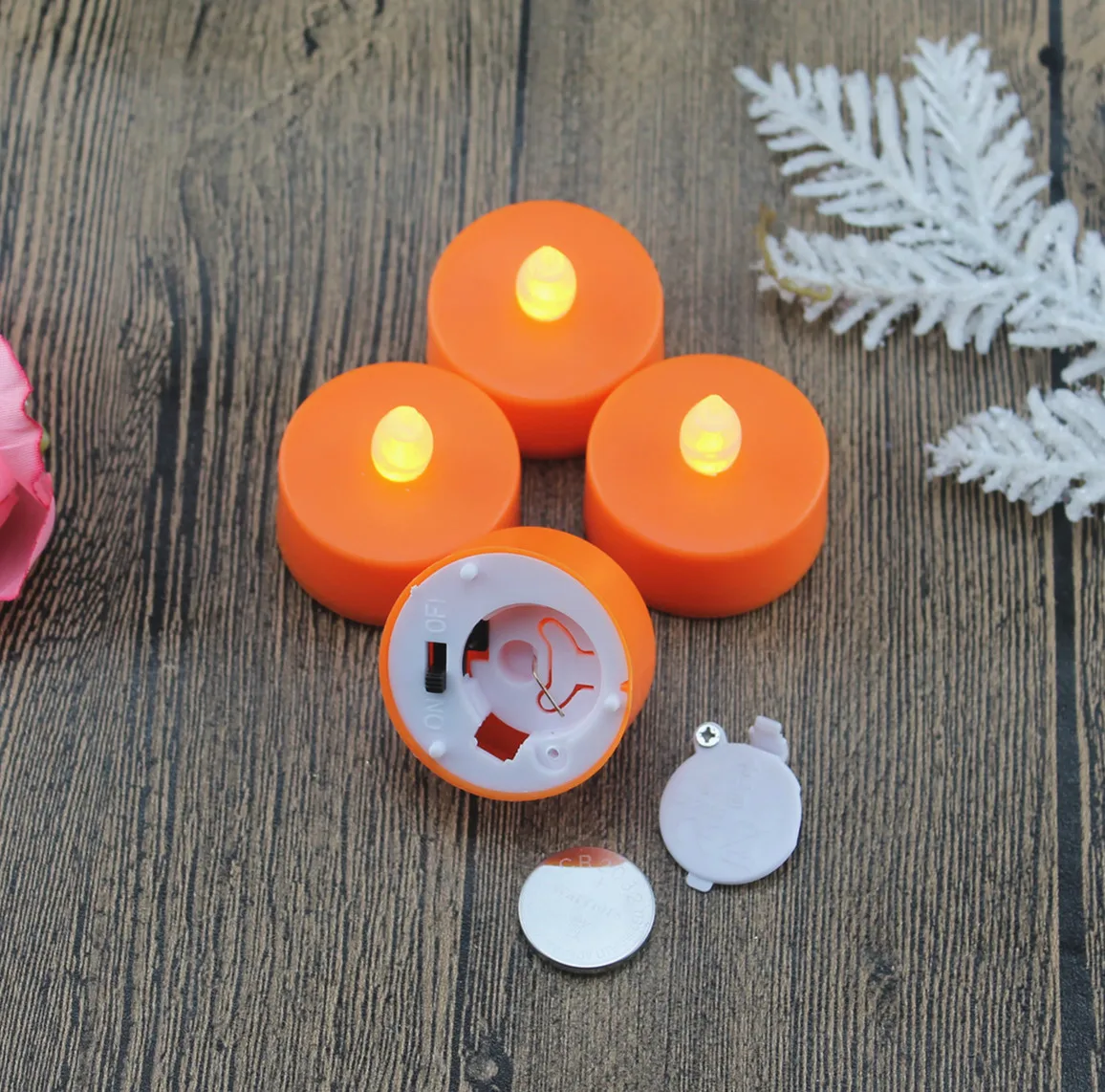 Orange pillar led tea light warm yellow light and colorful light for you to choose