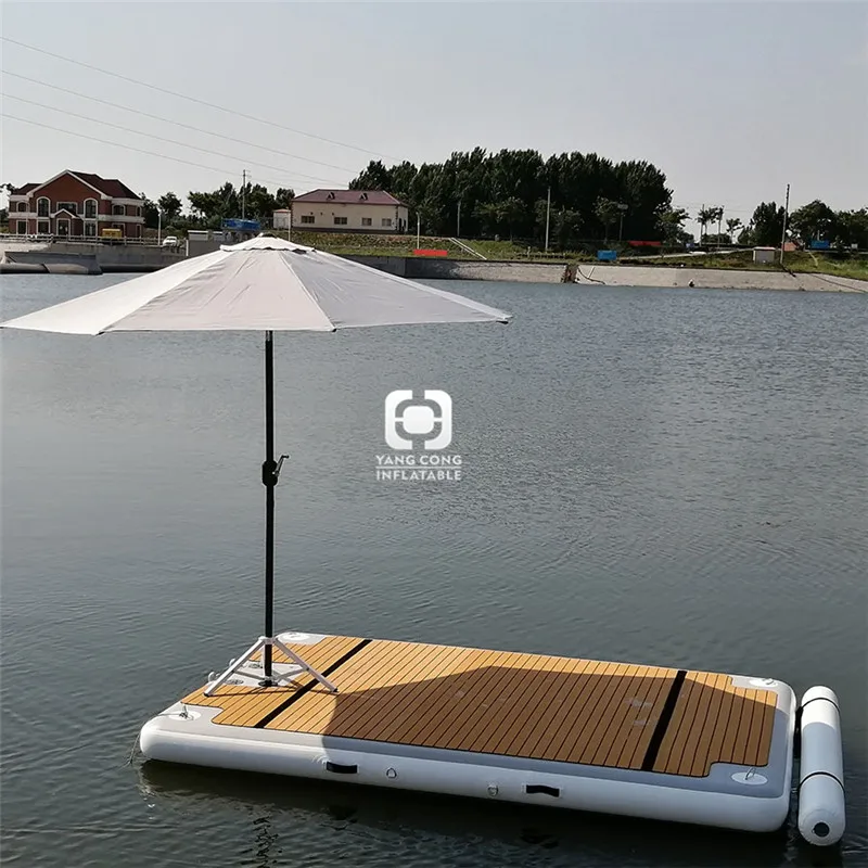 Wholesale Inflatable Ycht Dock Inflatable Water Island Boat Raft Dock Inflatable Jet Ski Dock with Stainless Steel Ladder