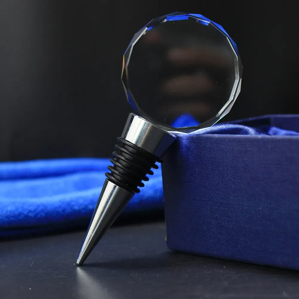 cheap fancy custom logo Event Promotional Gift wedding gift Crystal Glass Bottle Stopper  Wine Stoppers for souvenirs