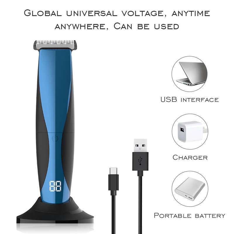 New Design Wholesale / OEM Professional Rechargeable Electric Men Shaver LCD Hair Clipper Trimmer