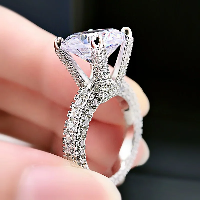 925 wholesale sterling silver cz stone 5AAAAA wedding rings custom engagement eternity jewellery rings
