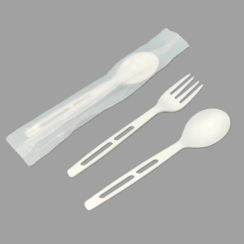 Customized Packaging CPLA Fork Spoon Knife 100%Biodegradable Disposable Cutlery Set With Compostable Packing or Opp Packing Bag