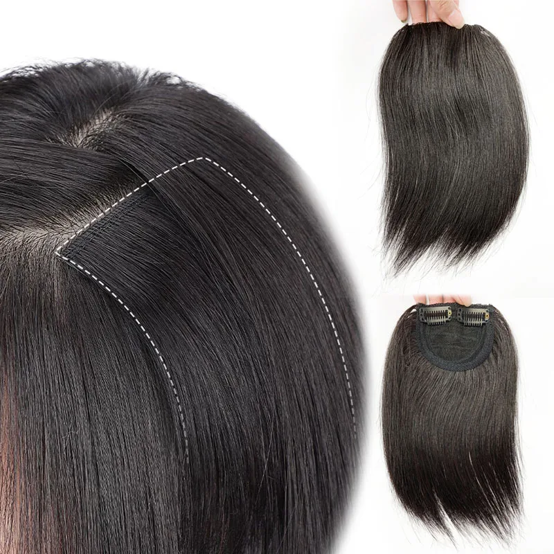 Human Hair Pad Piece Clip Wig Lengthening Fluffy Hair Root Wig Pad Women
