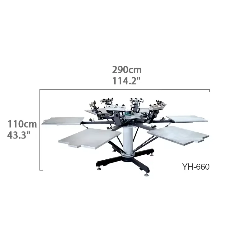 Manual Flat 4/6/8 Colour Screen Printing Machine For T-shirt,4/6/8 Station Screen Printer