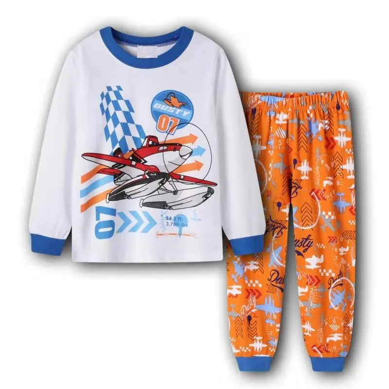 Оптовая продажа, Детская домашняя одежда с длинными рукавами из мультфильма, хлопковая одежда для сна с принтом для мальчиков на весну и лето