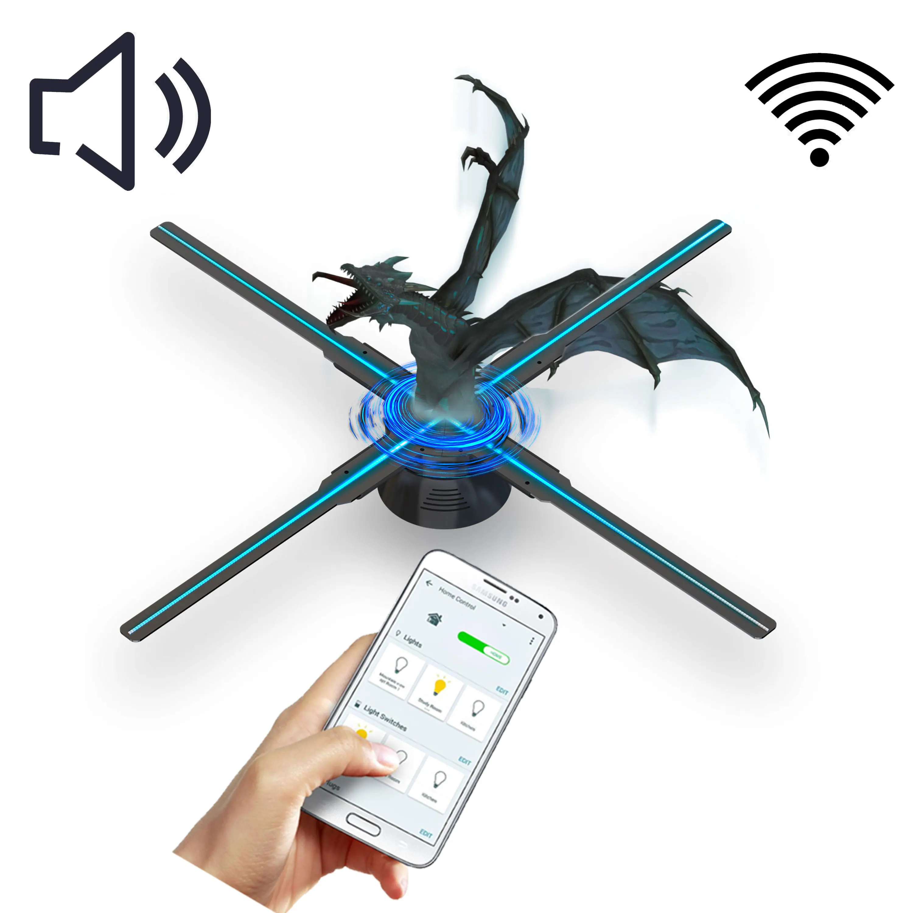 3D Hologram Fan,46CM 3D Fan Hologram Projector Advertising Display with Remote and 700 Video Library LED fan hologram Holofan