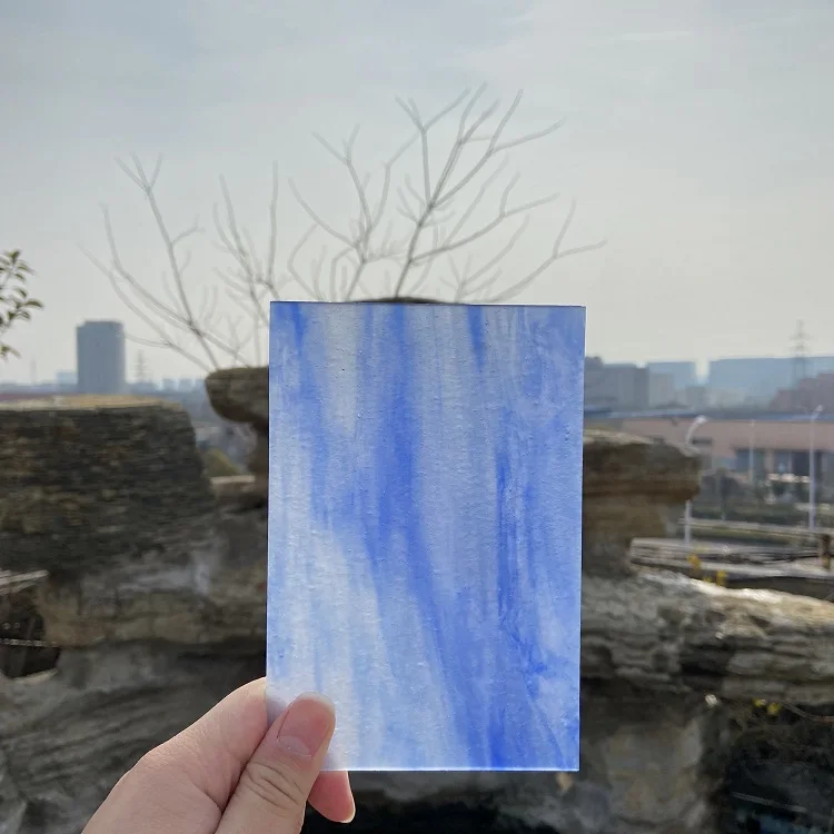 Ceiling dome art craft decorative 3mm deep blue ice jade texture stained glass sheet 1006SP