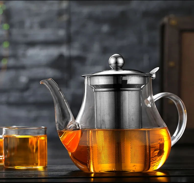 800ml Chinese Kung fu tea pot glass heat-resistant tea set with stainless steel strainer