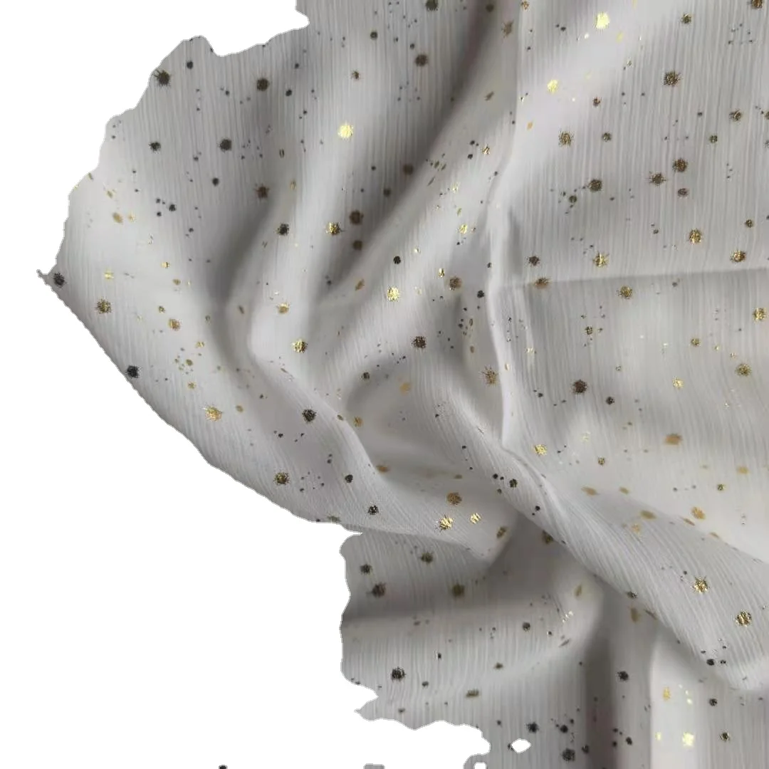 
cash commodity 100%polyester gilding crinkle chiffon anti-static translucent for fashion 
