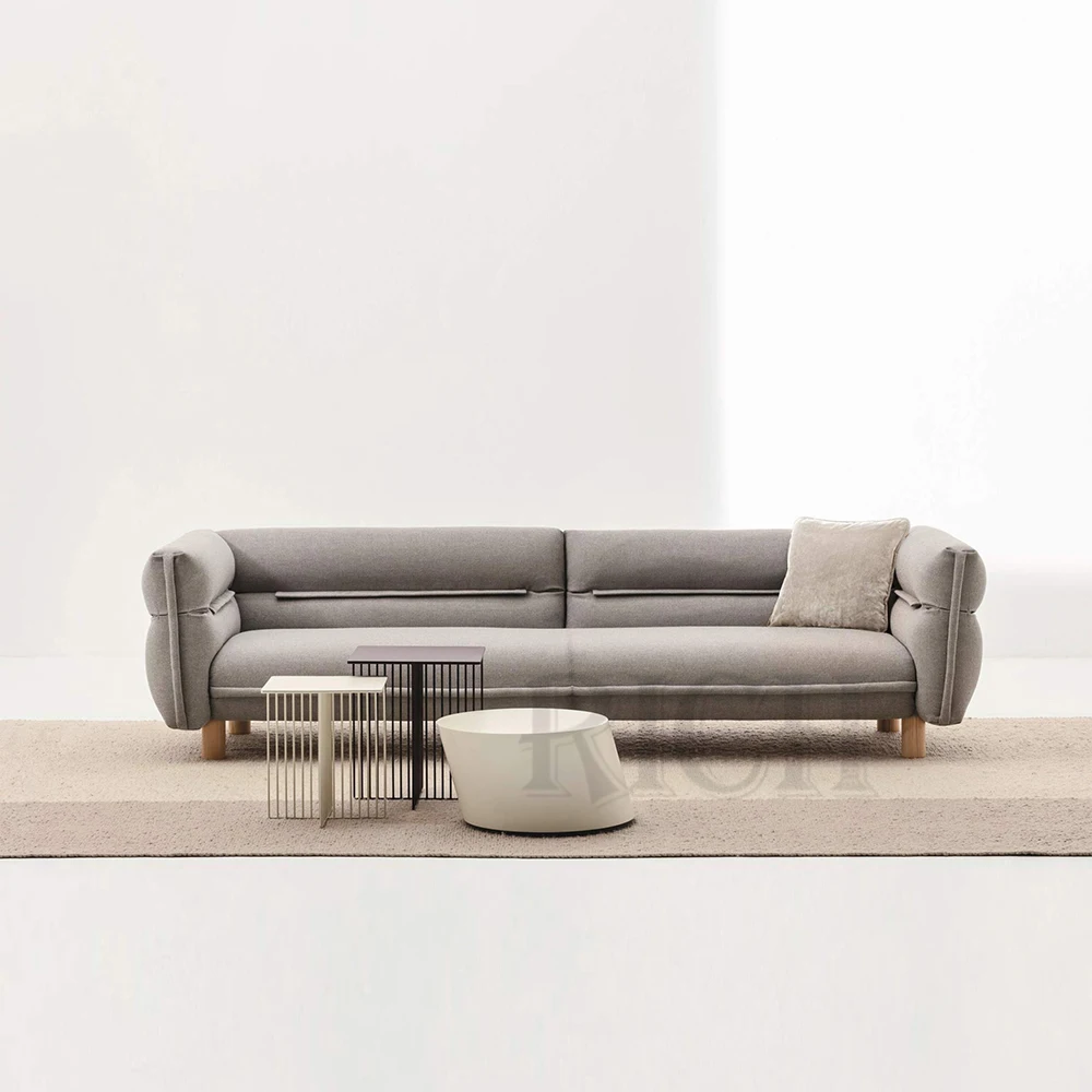 living room furniture leisure sofa with wood leg 3 seater settee upholstered Nordic sofa fabric grey settee sofa