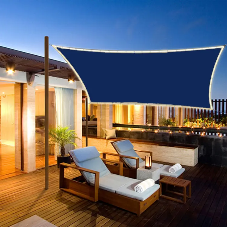 
Summer Garden Waterproof Sun Sail Shade Triangle Square LED Solar String Light Sun Shade Sail 