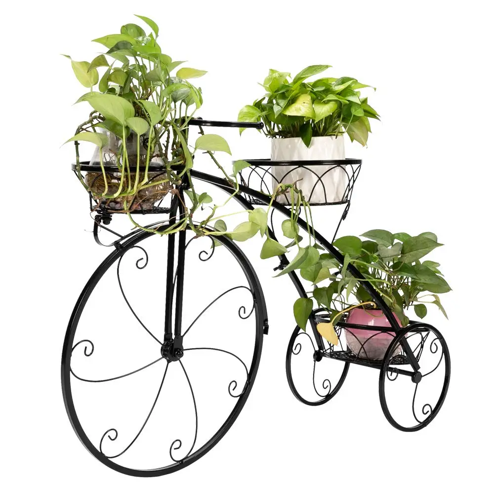 Outdoor and Indoor metal Bicycle design plant stand Home Garden Decor Wrought Iron flower pot rack