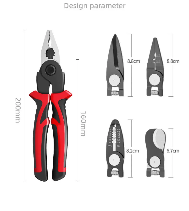 Multi purpose tool , 5 In 1 Pliers Toolkit Wire Stripper Plier And Round Nose Pliers Portable Hand Stripping Tools