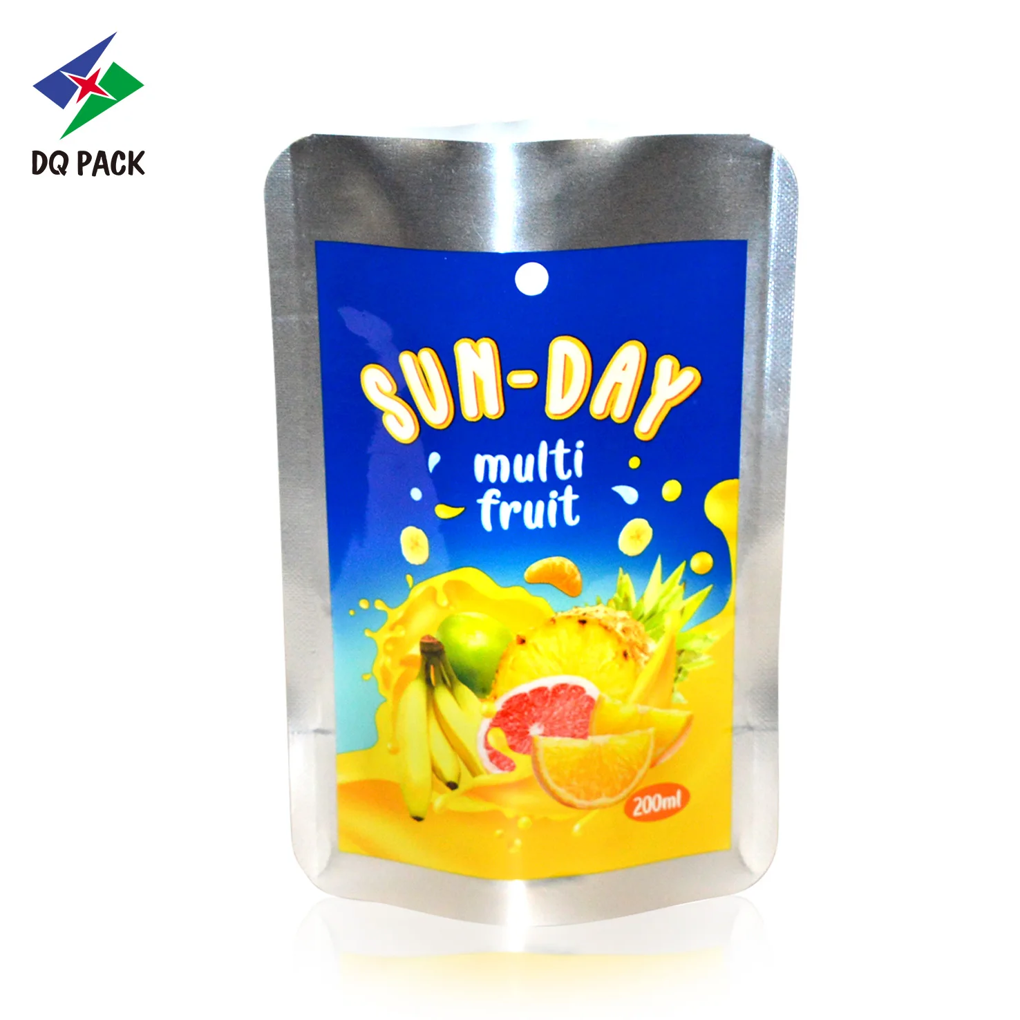 DQ PACK Custom Design Kid Juice Drink Beverage Packaging bag with straw hole