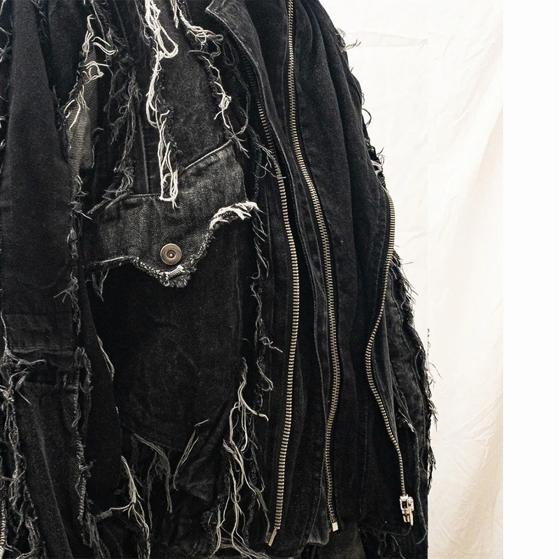 DiZNEW Distress Trendy Boys Fashion Wholesale Black custom Denim Jacket Wash wholesale street wear fashion denim jacket