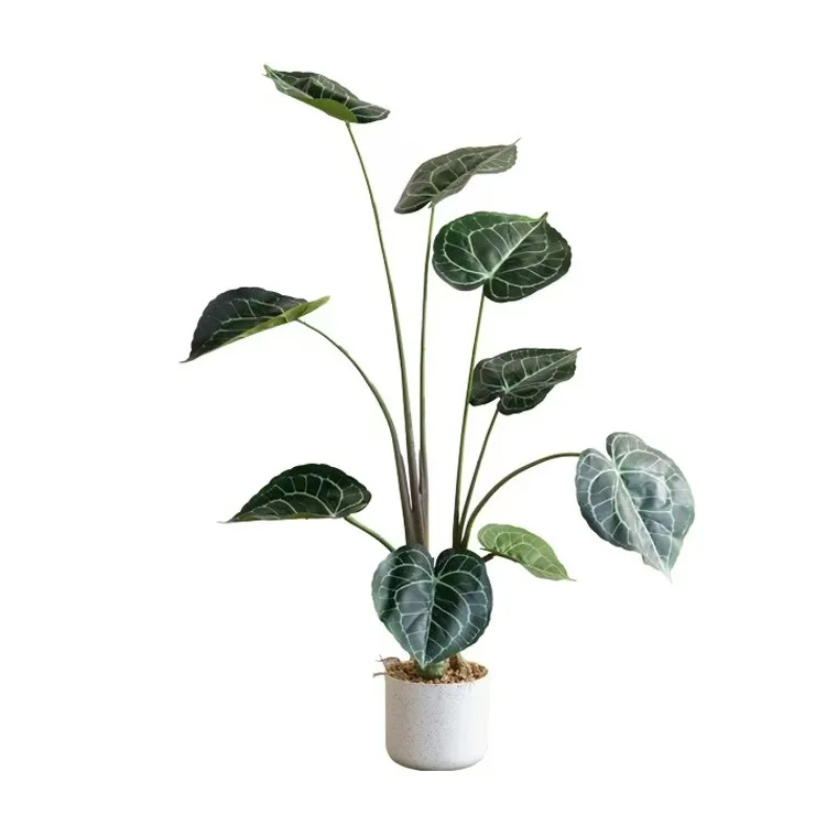 Faux Anthurium Leaves Artificial Plant  anthurium red crystallinum with  Best Materials for Home Decor Indoor