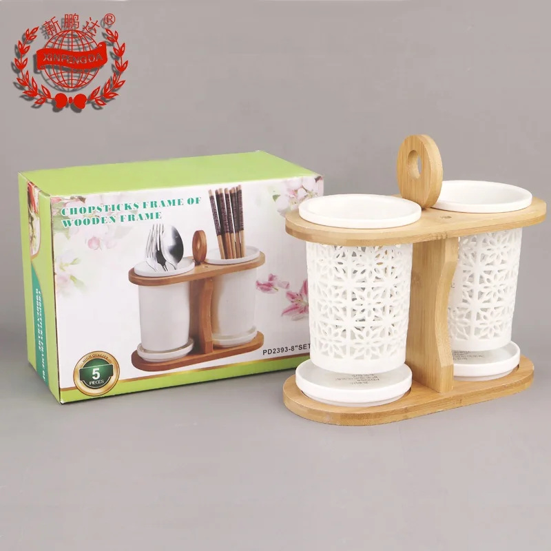 Лидер продаж держатели для кухонных принадлежностей высокого качества керамические палочки с вырезами держатель ложек