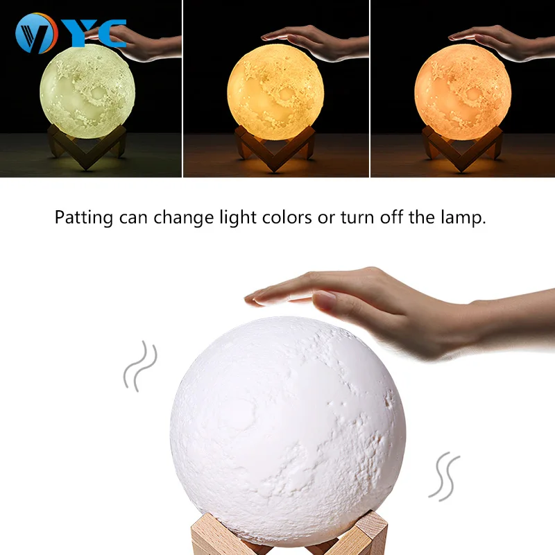 16 Color USB 5V RGB Living Room Decoration Night Lighting 8CM 10CM 12CM 15CM 18CM 20CM 3D Moon Magnetic Floating Table Lamp