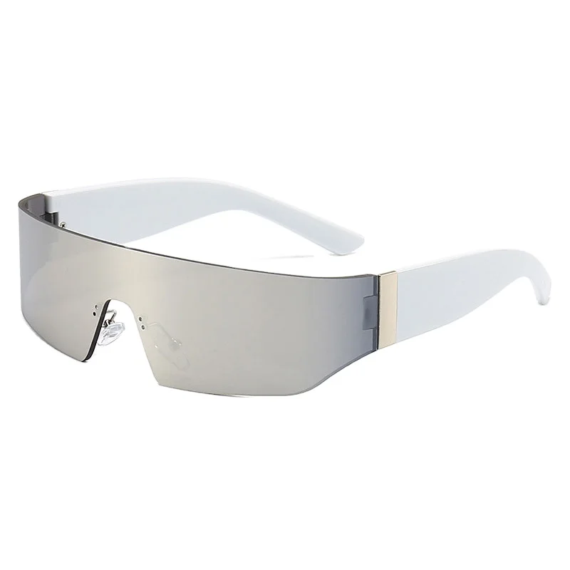 Fashion Luxury Designer UV400 Rimless Steam Punk Futuristic Y2K Sport Dazzling Lens Frameless One Piece Sunglasses For Women Men