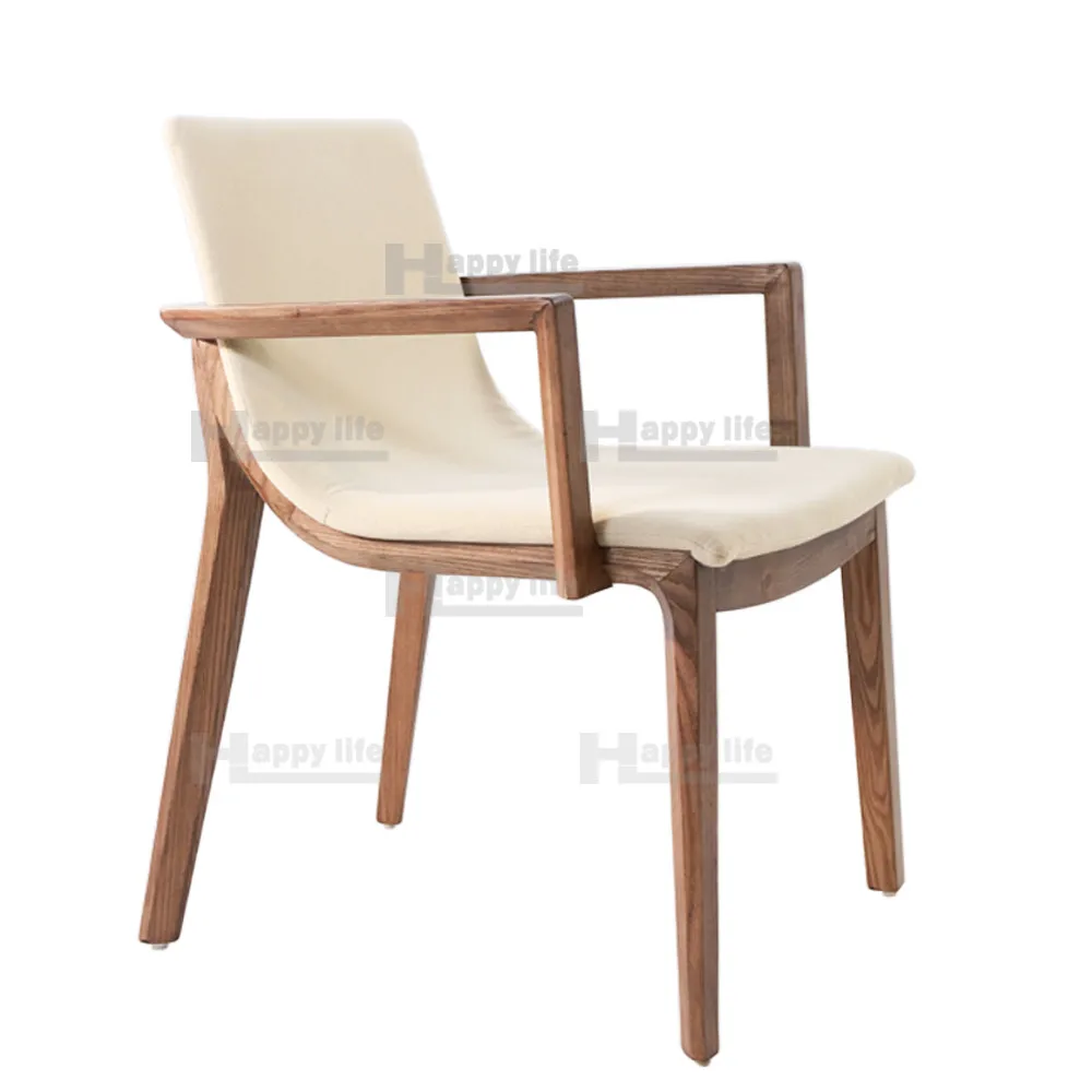 2016 new commercial restaurant dining furniture no folded fabric chair armrest wood