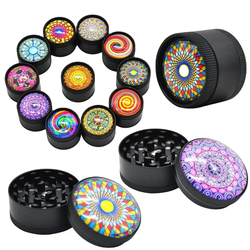 Colorful 3D Holographic Grinder 40mm 50mm 63mm 3 Layers Herb Grinder 3D Plastic Stickers Grinder Tobacco Smoking Accessories