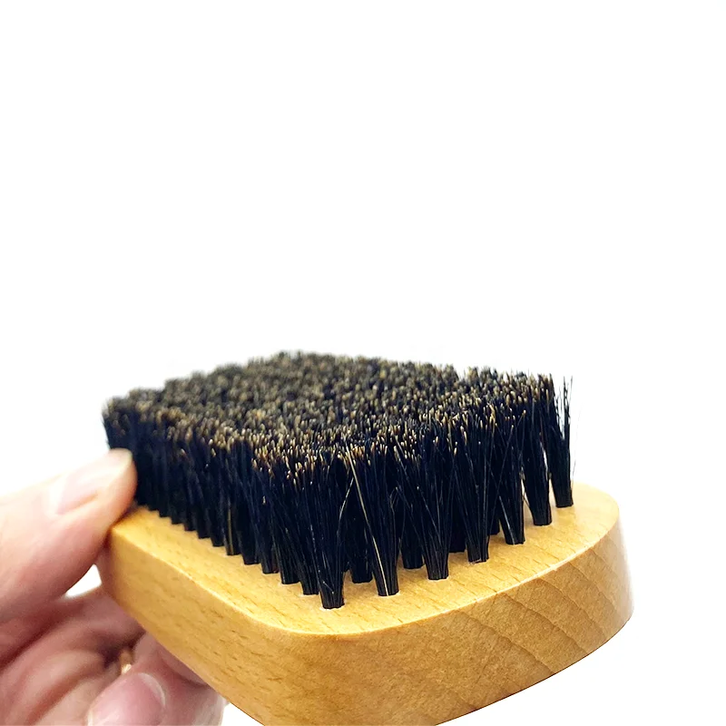 2023 Wholesale Wooden Square Beard Brush with Logo Soft Bristle Hair Brush