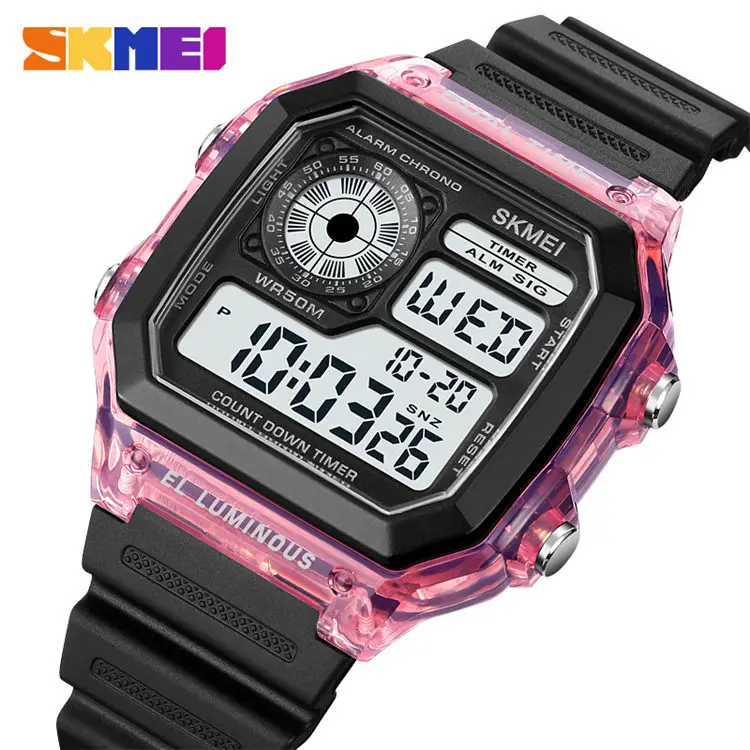 Skmei 1998 elegant Chinese ladies digital watch stylish PU strap 2 time zone date display  student wrist watch