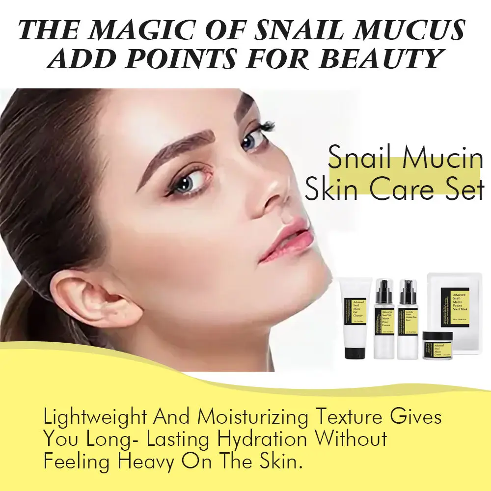 HANLINGER Private Label Customer Logo High Quality Beauty Whitening Moisturizing Brightening Snail Mucin Skin Care Set