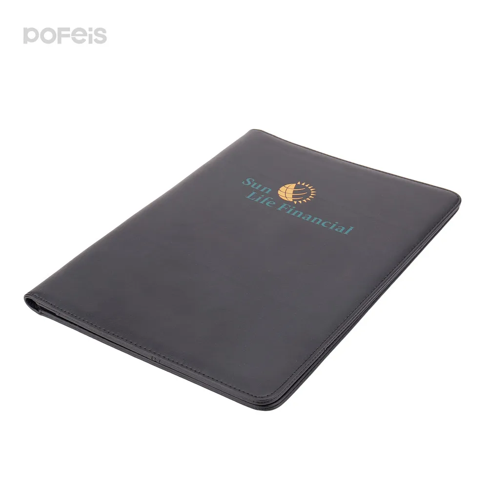 Wholesale Size Logo Pu Leather Presentation Custom A4 File Folder With 4 Pocket