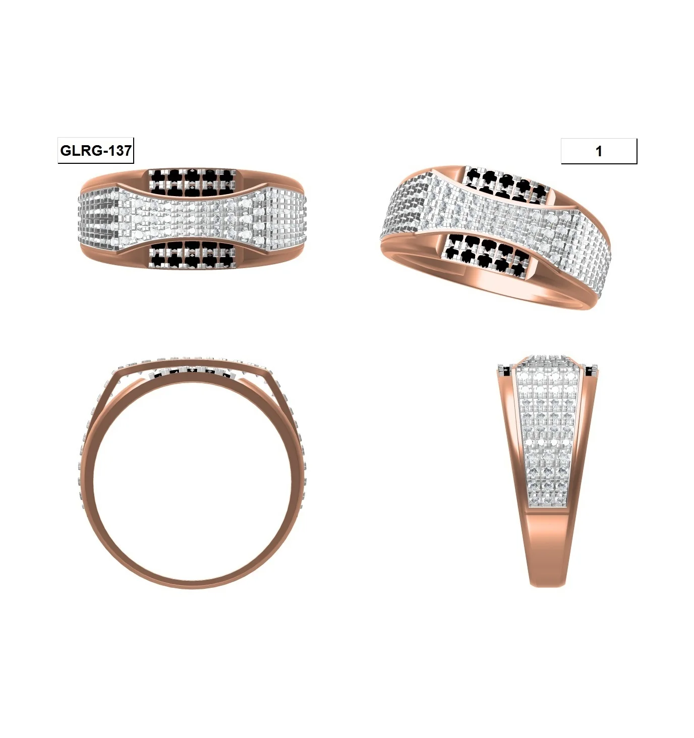 
Royal Jewellery Blanks 18K Gold 5 Gram Signet Rose Gold Ring Designs Collection For Men in Natural IGI Certified Diamond 