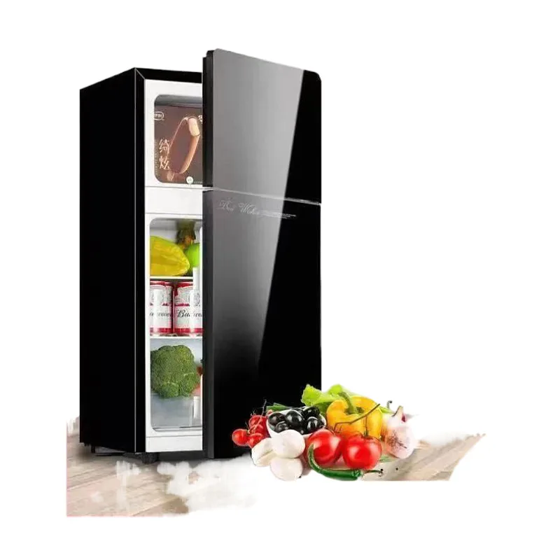 55L Capacity Double Door Room Fridge Refrigerator Freezer  Refrigeration Freezer Mute Refrigerator Small Energy Saving