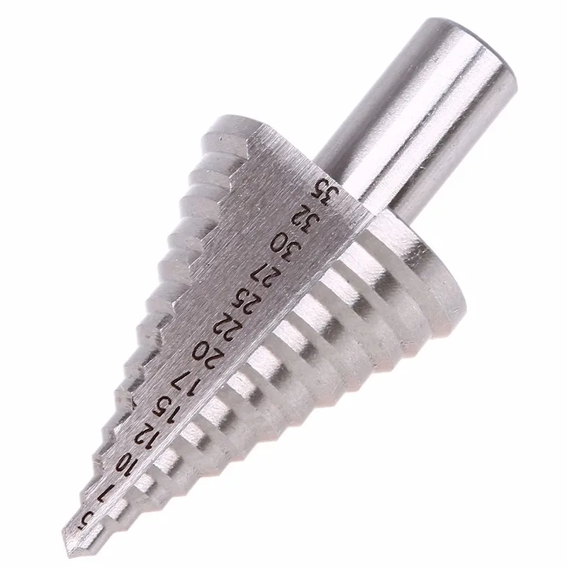 HSS 5-35mm inch Hex Shank Cone Drill Hole Cutter Bit Set Fluted Edges Step Drill Bit Of Reamer Wood Metal Drilling