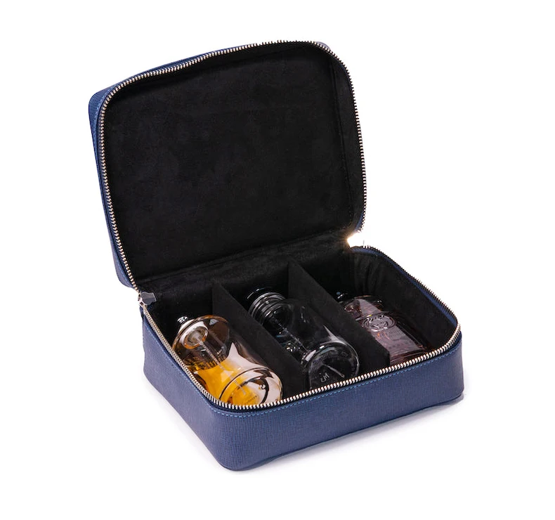 High quality custom zipper perfume bags leather essential oil bottles storage case leather perfume case