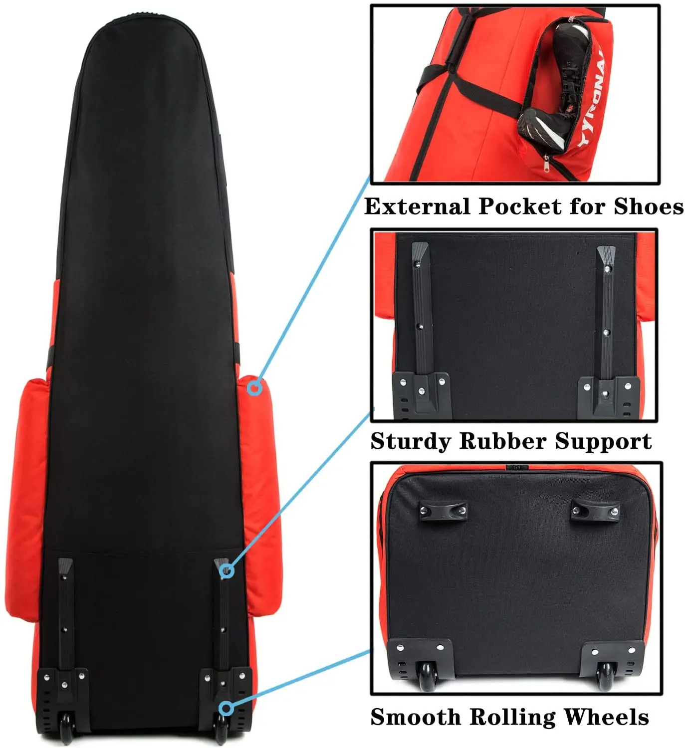 Nylon Wear-Resistant Padded Golf Club Bag Wheels with Golf Bag Travel Cover for Airlines