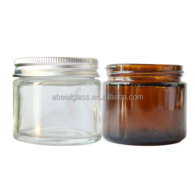 Premium 5 10 15 20 Ml 25 30 50 100 G Empty amber Cosmetic Container Amber Round Glass Jar With Lids