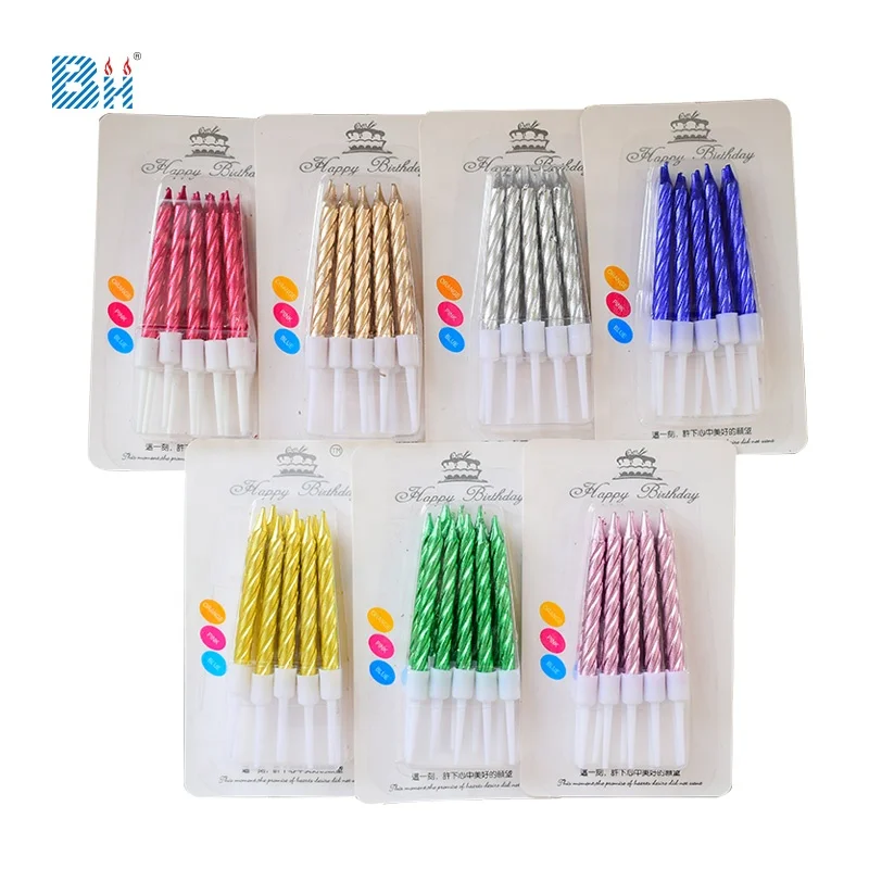 6pcs 8CM Cake Candle Birthday Candle Long Gold Plated Cake Candle