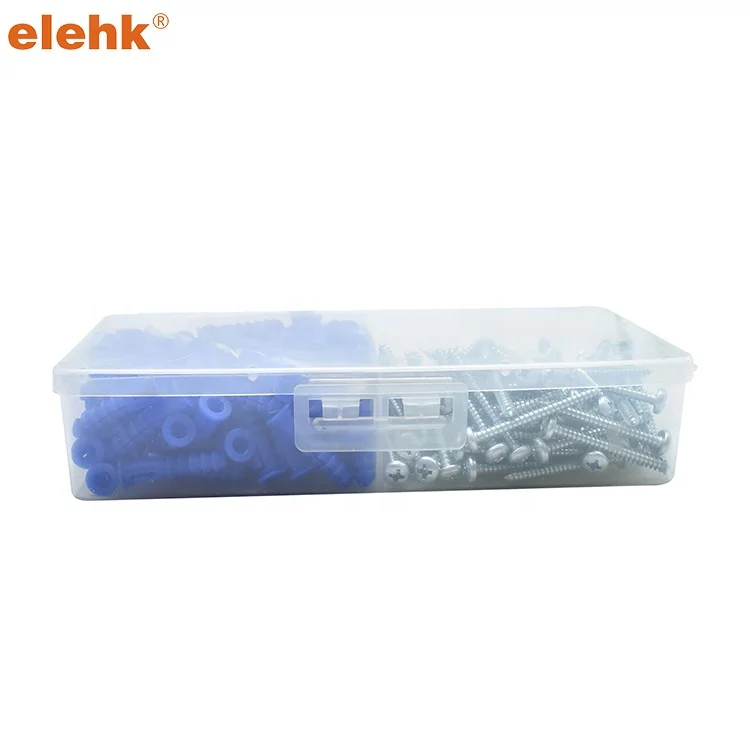 elehk Drill Bit Ribbed Plastic wall plug 12-14-16 X 1-1/2-Inch, blue, 100-Pack Tapered and Ribbed Plastic Anchors
