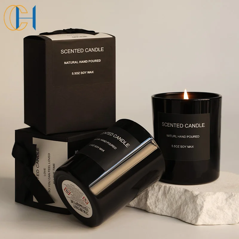 C&H Simply Matte Black Color Natural Vegan Soy Wax Scented Candle Set