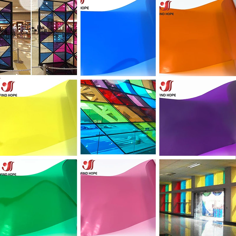 
20*120cm Transparent Colourful Window Film Stain Glass Solar Tint Self Adhesive Decor DIY Vinyl PET 