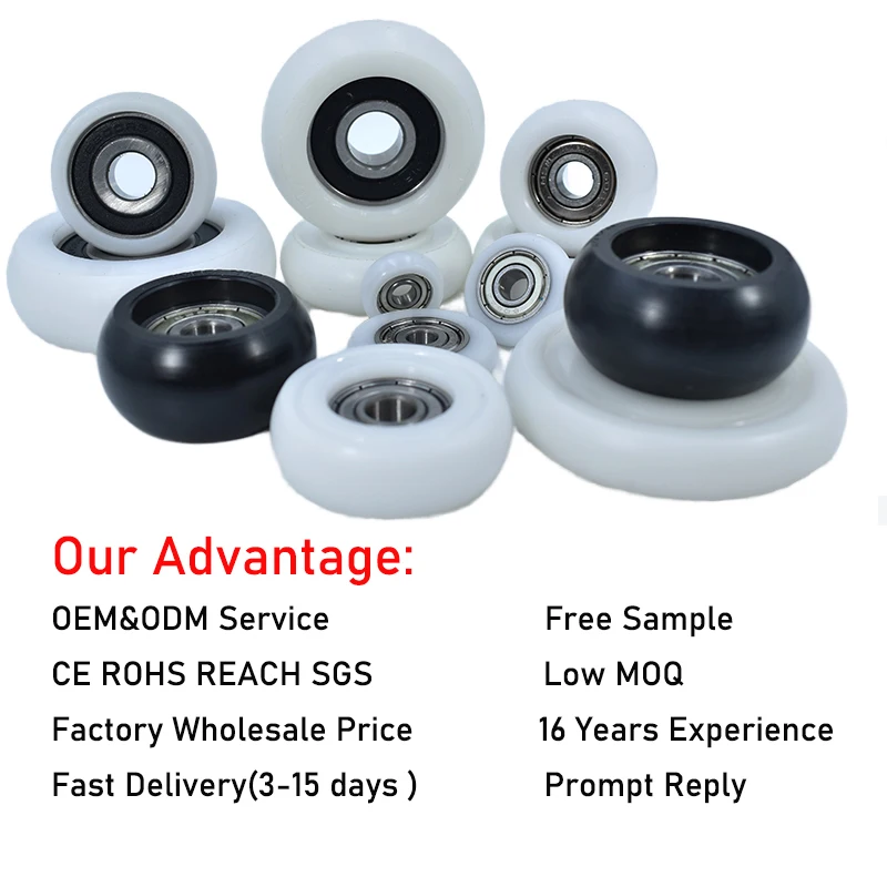 BSR60830-20 POM пластиковый шарикоподшипник 608ZZ 8x30x20 мм небольшой резиновый покрытый ролик для дверных и оконных роликов